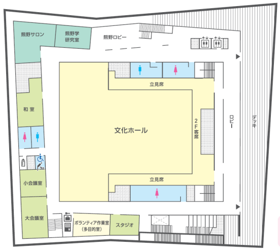 文化ホール2階のフロアマップ