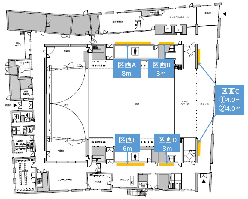 1階展示壁の範囲図