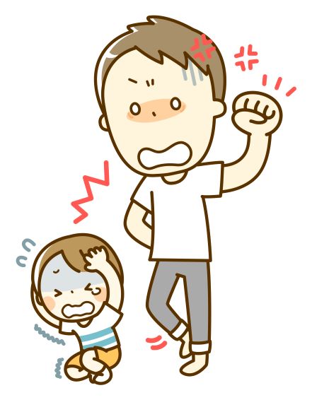 怒っている男性と怖がっている子ども