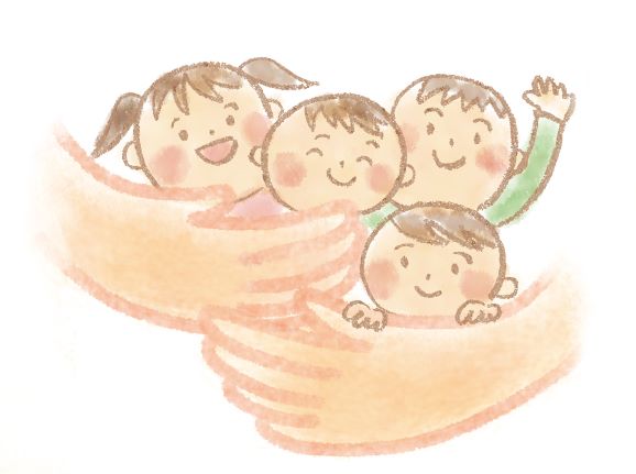 大きな手に守られる子ども達